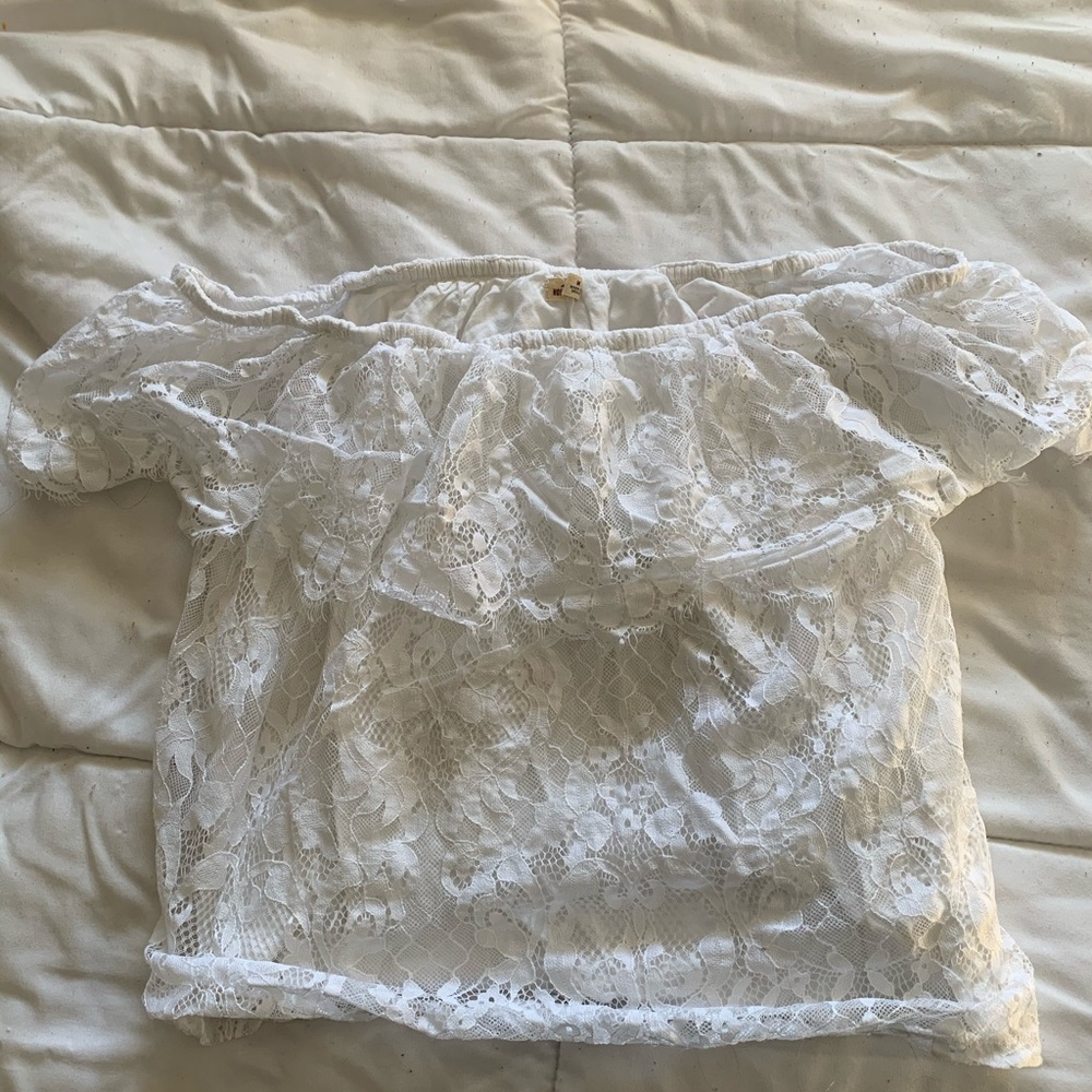 white off the shoulder shirt